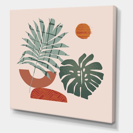 Designart - Moon & Sun Shapes In Retro Green & Terracotta Tone